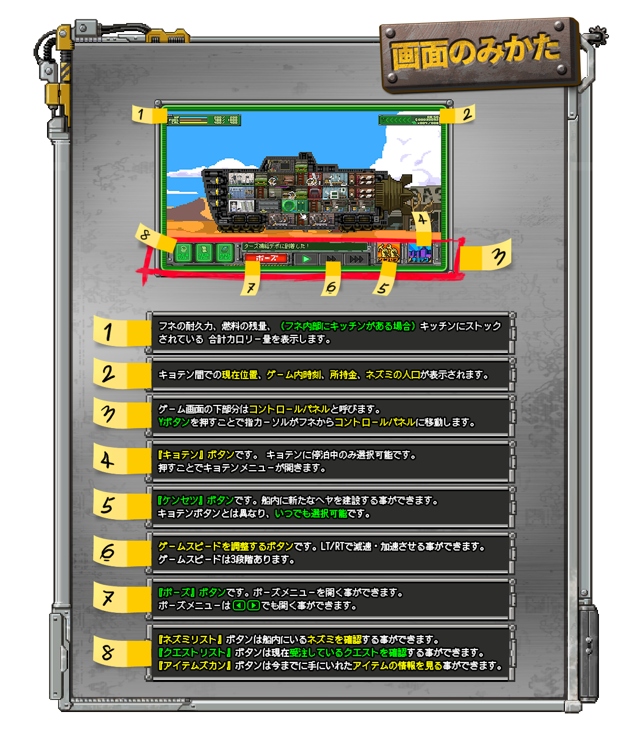 サバクのネズミ団 改 電子説明書 画面のみかた